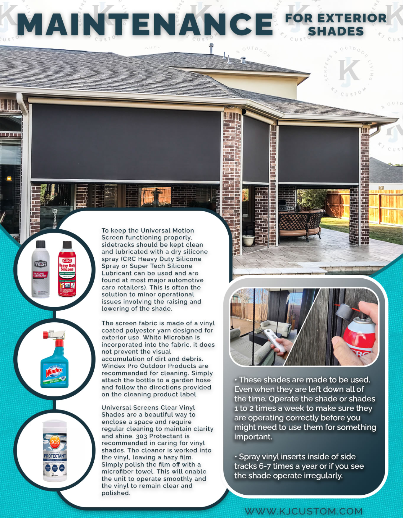 Motorized screens for porches and patios, maintenance document